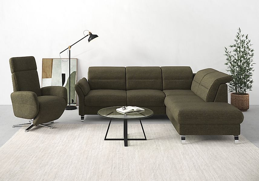 sit&more Ecksofa »Grenoble L-Form mit Federkern«, wahlweise mit Bettfunktio günstig online kaufen