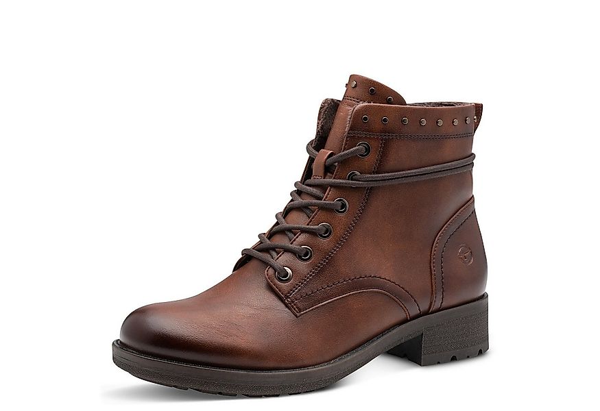Tamaris Schnürstiefelette, Blockabsatz, Schnürboots mit Nieten am Schaftran günstig online kaufen