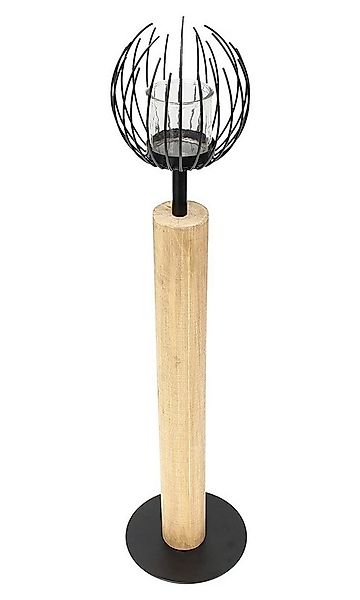 Dekoleidenschaft Windlicht Windlichtsäule "Kugel" aus Holz & Metall, 85 cm günstig online kaufen