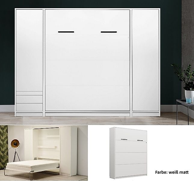 QMM TraumMöbel Schrankbett Wandbett modern vertikal GN 160 x 200 mit 2 Schr günstig online kaufen