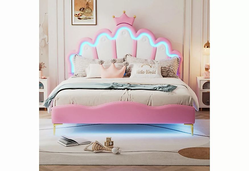 XDOVET Kinderbett 140*200cm Doppelbett, kronenförmiges Prinzessinnenbett, P günstig online kaufen