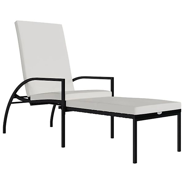 furnicato Sonnenliege mit Fußhocker PE-Rattan Schwarz günstig online kaufen