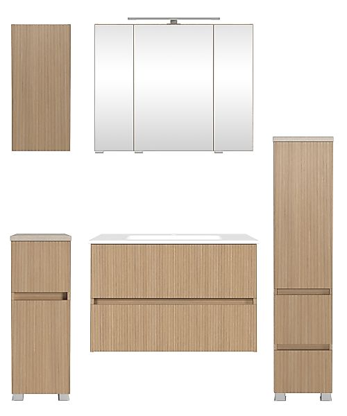 welltime Badmöbel-Set »Set 140 cm breit, Badmöbel mit LED-Beleuchtung«, Hel günstig online kaufen