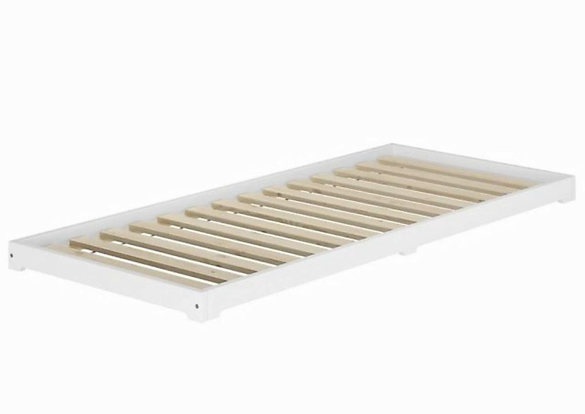 ERST-HOLZ Bett Weißes Niedrigflurbett Futon extra niedriges Holzbett 80x200 günstig online kaufen