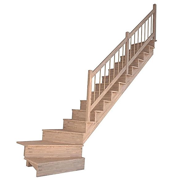 Treppe Lindos Eiche Gewendelt Rechts Setzstufen 80 cm Holz-Design-Geländer günstig online kaufen