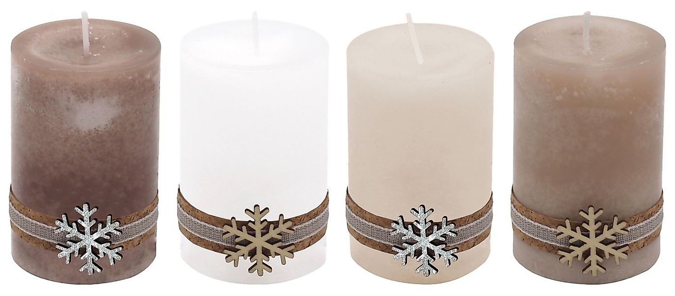 ZauberDeko Stumpenkerze 4 Adventskerze Stumpenkerze Holz günstig online kaufen