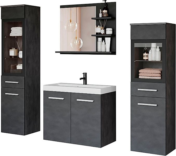 welltime Badmöbel-Set MADRIT, (Komplett-Set, 5-St., mit Waschbecken), Wasch günstig online kaufen