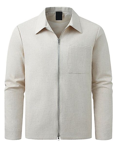 Allthemen Hemdjacke mit Reverskragen Herren Hemdjacke aus Leinen perfekt Pa günstig online kaufen