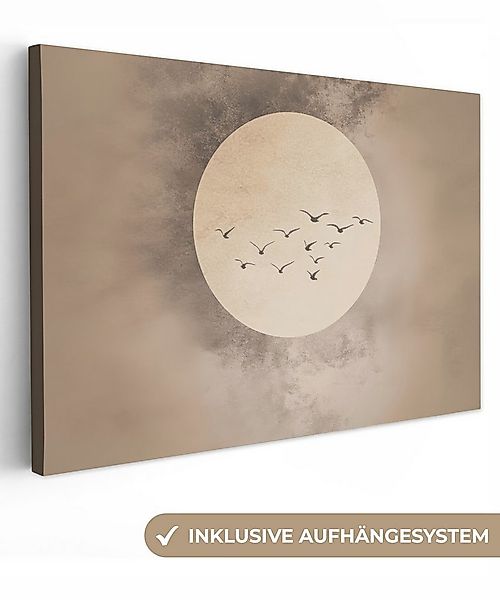 OneMillionCanvasses® Leinwandbild Vogel - Beige - Japanisch, Fotodruck (1 S günstig online kaufen