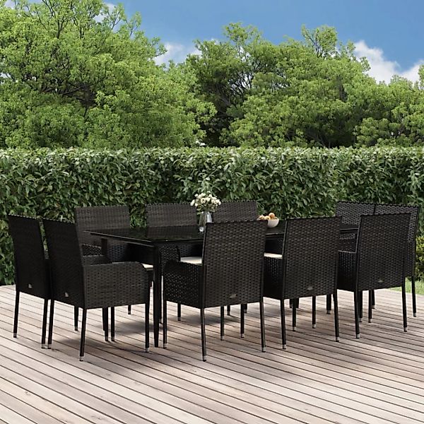 Vidaxl 11-tlg. Garten-essgruppe Mit Kissen Schwarz Poly Rattan günstig online kaufen