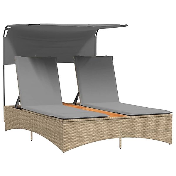 vidaXL Gartenliege Doppel-Sonnenliege mit Dach und günstig online kaufen