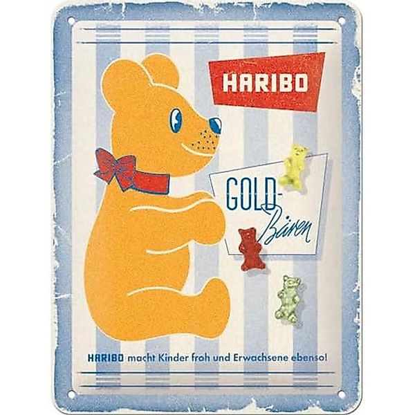 Nostalgic-Art Blechschild 15 x 20 cm - HARIBO - Vintage GOLD-Bären günstig online kaufen