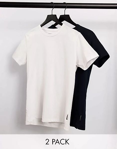 French Connection – T-Shirts mit Rundhalsausschnitt in Marineblau und Weiß günstig online kaufen