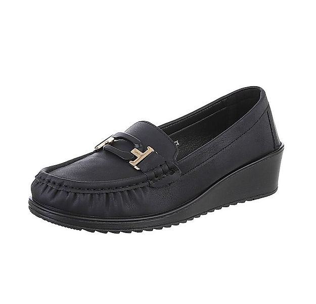 Ital-Design Damen Mokassins Freizeit Slipper (87214414) Keilabsatz/Wedge Mo günstig online kaufen