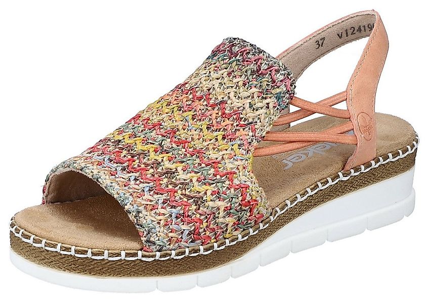 Rieker Sandale Sommerschuh, Sandalette, Keilabsatz, in modischer Flechtopti günstig online kaufen