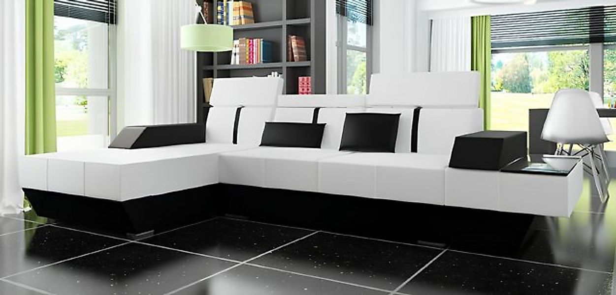 JVmoebel Ecksofa Ledersofa mit USB Sofa Ecksofa Eckcouch Ledercouch Polster günstig online kaufen