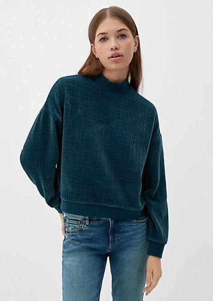 QS Sweatshirt Sweatshirt aus Cord Rippblende, Rippbündchen günstig online kaufen