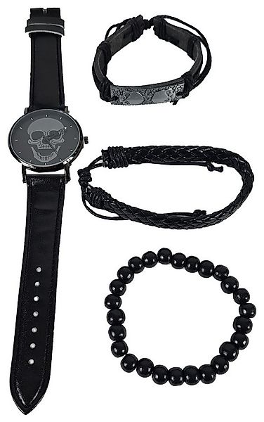Einkaufszauber Quarzuhr Armbanduhr Skull Totenkopf Set mit 3 Armbändern günstig online kaufen