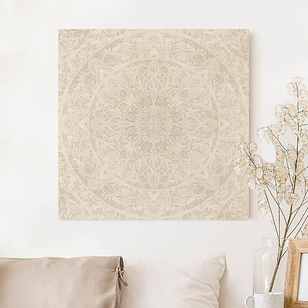 Leinwandbild auf Canvas Natural Mandala Aquarell Ornament beige günstig online kaufen