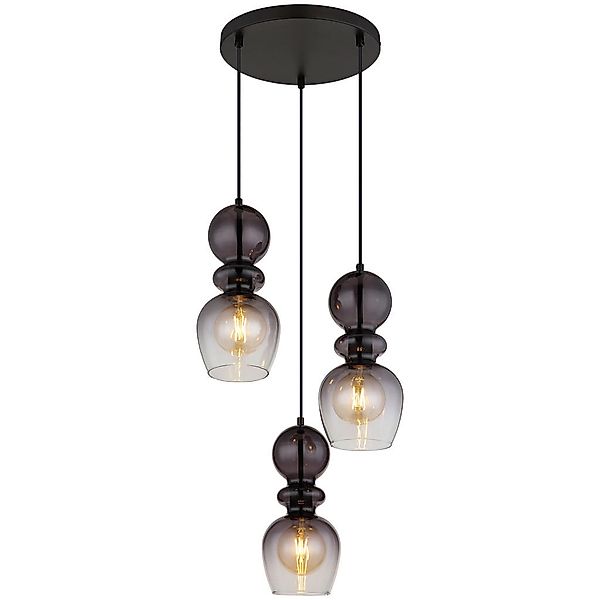 GLOBO Pendelleuchte CLARITY 15174-3H schwarz Rauch Metall H/D: ca. 150x41 c günstig online kaufen