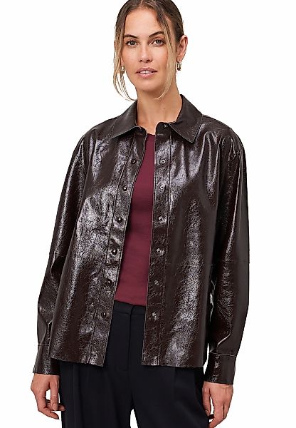 Zero Hemdbluse "zero Damen Hemdbluse im Lederlook Knopfleiste" günstig online kaufen