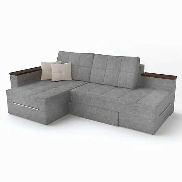 VitaliSpa® Ecksofa, Grau/Grau, 160 x 240 cm Linke Ecke, mit Bettfunktion günstig online kaufen