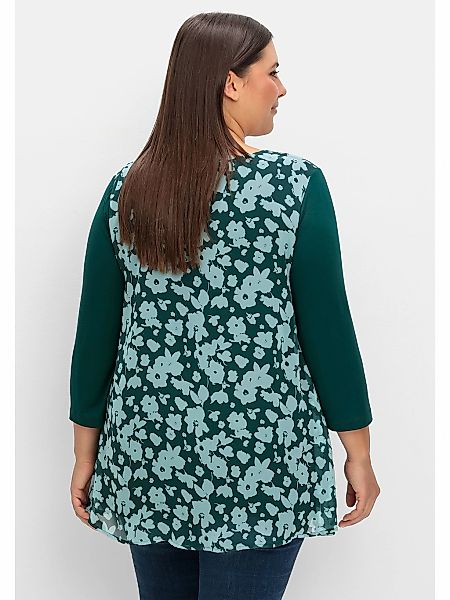 Sheego 3/4-Arm-Shirt "Große Größen", mit bedrucktem Chiffon günstig online kaufen