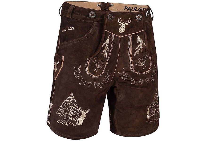 PAULGOS Trachtenhose Herren Lederhose Kurz mit Trägern 100% Echtleder - HK5 günstig online kaufen