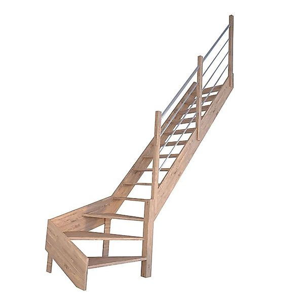 StarWood Treppe Rhodos Eiche Gewendelt R Holz-Edelstahl-Geländer FSC® günstig online kaufen
