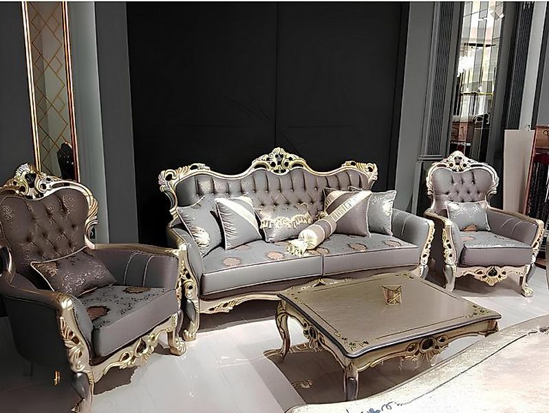 Xlmoebel Sofa Elegantes Chesterfield Wohnzimmer-Set mit Sofa und Sesseln 3+ günstig online kaufen