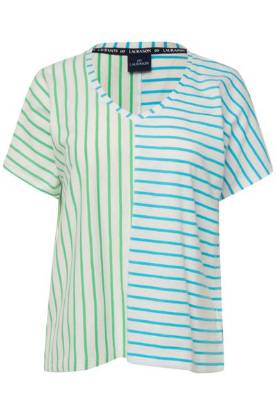Laurasøn T-Shirt T-Shirt Ringelmix V-Ausschnitt Halbarm günstig online kaufen