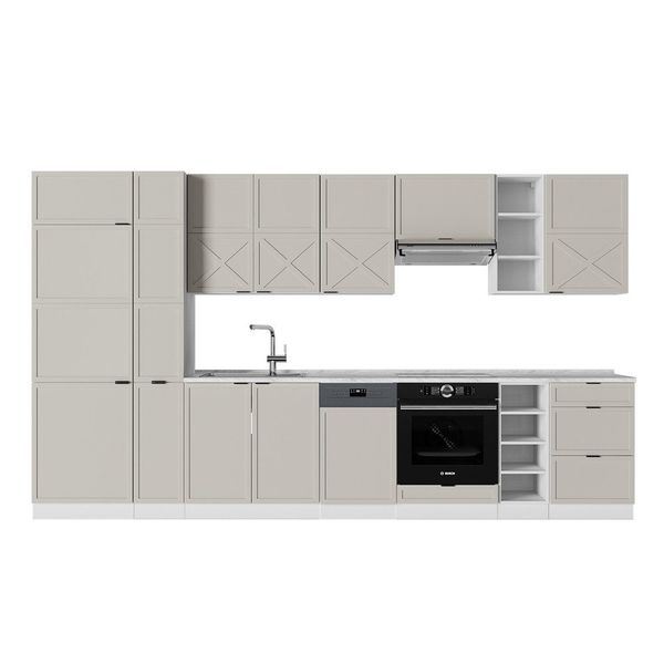 Vicco Küchenzeile Fame-Line, GrauBeige/Weiß/Weiß, 355 cm günstig online kaufen