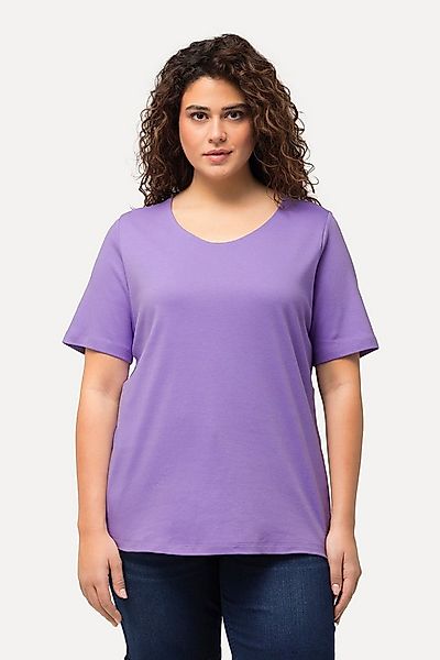 Ulla Popken T-Shirt Shirt doppellagige Vorderseite Slim Rundhals günstig online kaufen