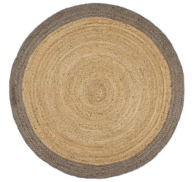 vidaXL Teppich Teppich Handgefertigt Jute mit Grauem Rand 180 cm, Runde günstig online kaufen