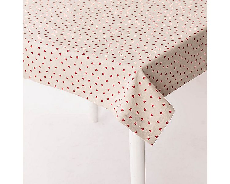 SCHÖNER LEBEN. Tischdecke Tischdecke Little Love Heart natur rot div. Größe günstig online kaufen