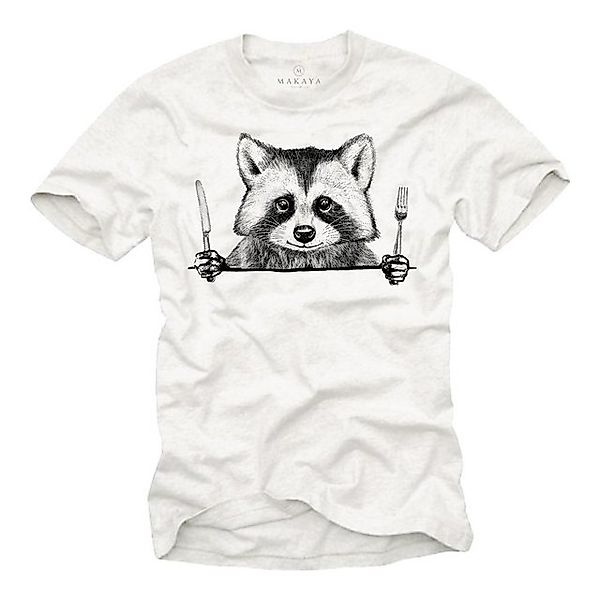 MAKAYA Print-Shirt Coole Tiermotive Waschbär Raccoon günstig online kaufen