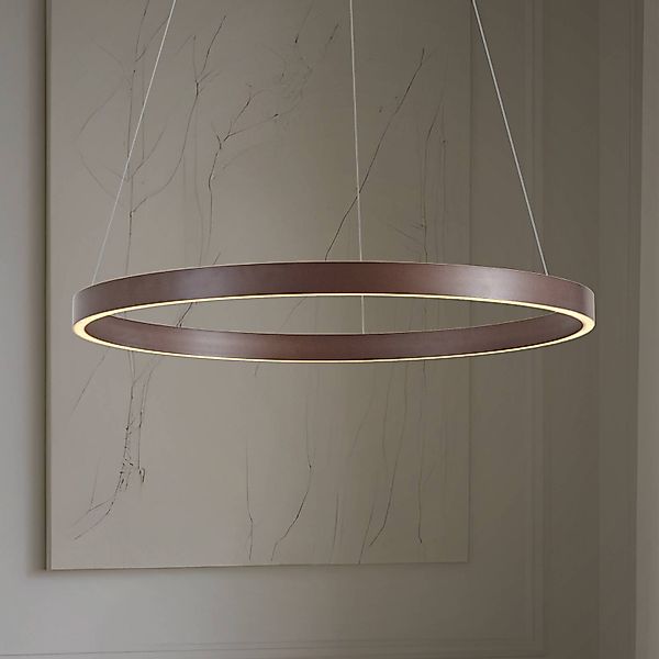Lucande LED-Hängeleuchte Yonam, Ø 80 cm, 1-flg., braun, CCT günstig online kaufen