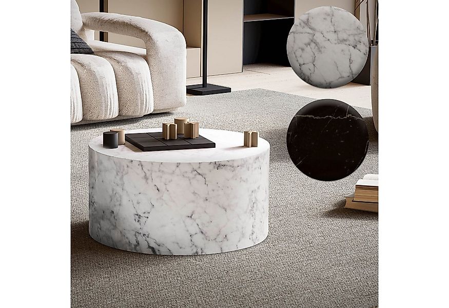 FINEBUY Couchtisch FB57495 (MONOBLOC 60x60x30 cm MDF Hochglanz Marmor Optik günstig online kaufen