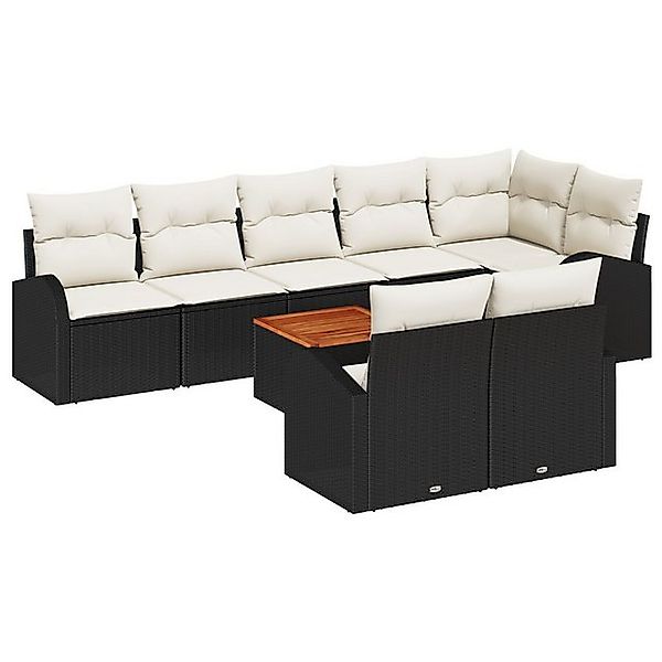 vidaXL Loungesofa 9-teiliges Garten-Sofa-Set mit Kissen Schwarz Poly Rattan günstig online kaufen