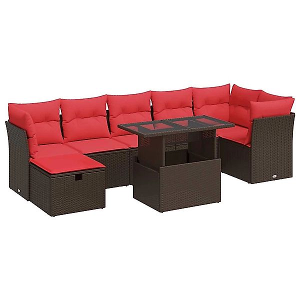 vidaXL 8-Tlg Garten-Sofagarnitur mit Kissen Braun Poly Rattan 3327794 günstig online kaufen