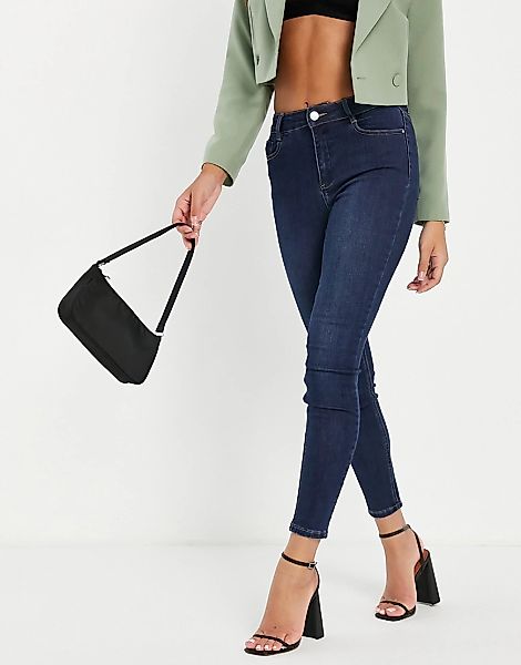 Morgan – Enge Jeans in Indigoblau mit hohem Bund günstig online kaufen