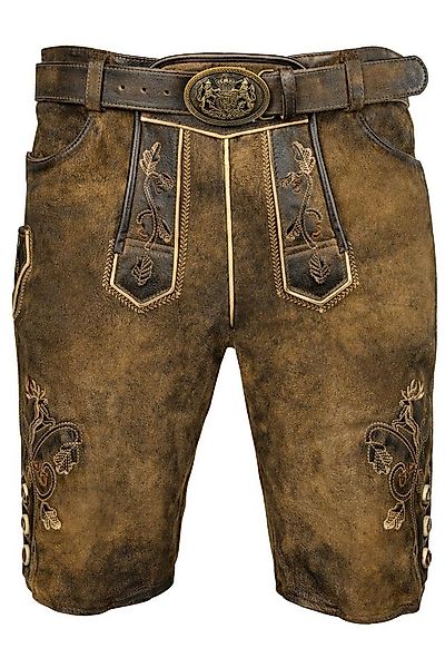 Maddox Trachtenlederhose MADDOX Kurze Lederhose 'Endorf' mit Gürtel und Hir günstig online kaufen