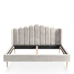 Samt Polsterbett in Beige Metallgestell Goldfarben günstig online kaufen