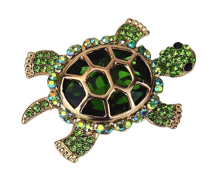 Ella Jonte Brosche, Schildkröte Strass Ziernadel in 3 Farben gold grün rosa günstig online kaufen