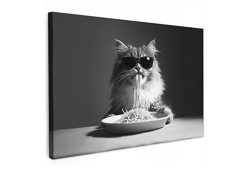 OneMillionCanvasses® Leinwandbild Langhaarkatze - Sonnenbrille - Spaghetti günstig online kaufen