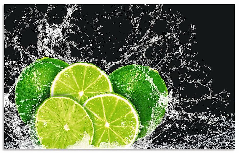 Artland Küchenrückwand "Limone mit Spritzwasser" Alu Spritzschutz mit Klebe günstig online kaufen