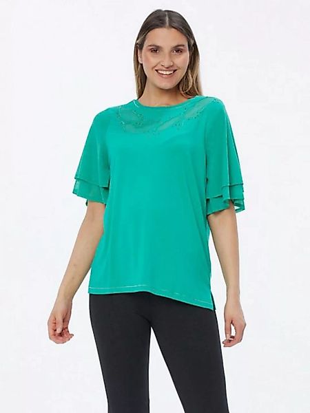 incasual Blusenshirt Halbarm-Shirt koerpernah mit Strass und aufwendigem Sc günstig online kaufen