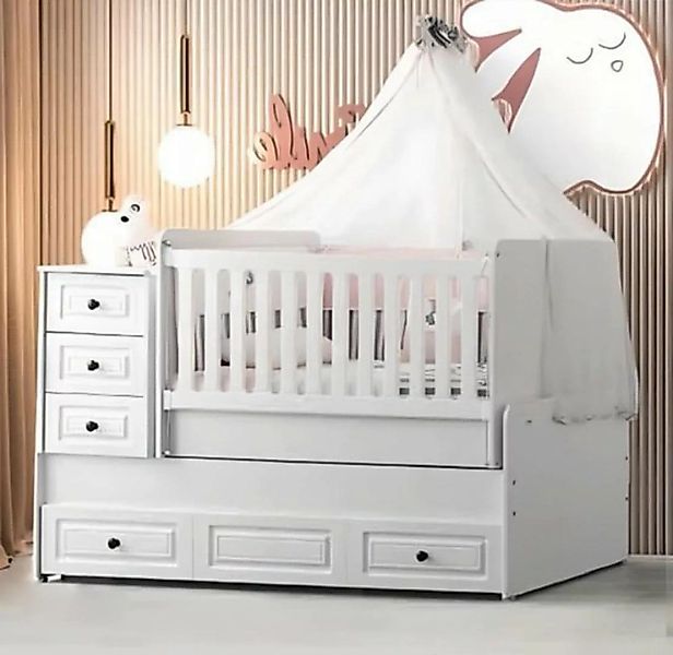 JVmoebel Kinderbett Luxuriöses Weißes Babybett Stilvoll Holzbett für das Ki günstig online kaufen