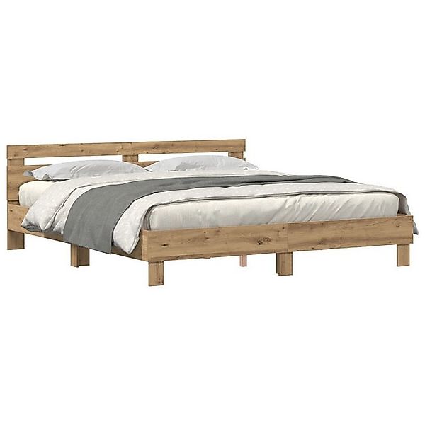 vidaXL Bett Holz Bettgestell Artisan Eiche Massivholz Eiche 200 x 200 cm (1 günstig online kaufen