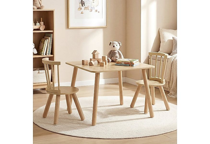COSTWAY Kindersitzgruppe, (3-tlg), Kindertisch und 2 Stühle Set, Holz günstig online kaufen